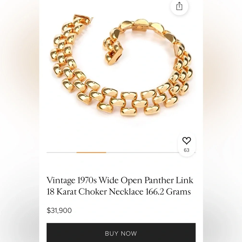 Vintage Ultra-Heavy Gold Plated Panther Link Necklace – 116g Couture Quality